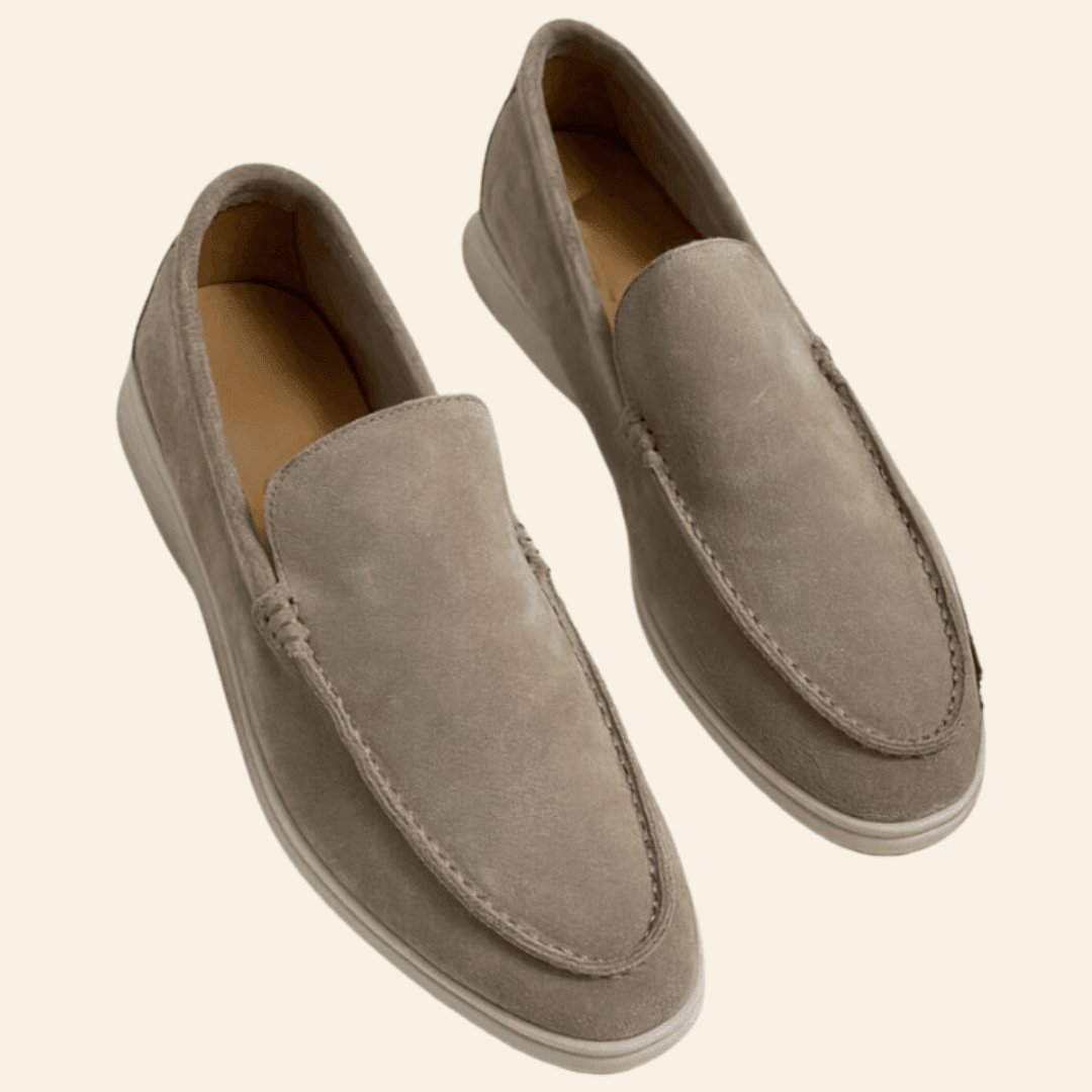 Men's brown suede loafers featuring a comfortable fit and classic design, ideal for both casual and formal wear, slip-on style for easy wear. 0